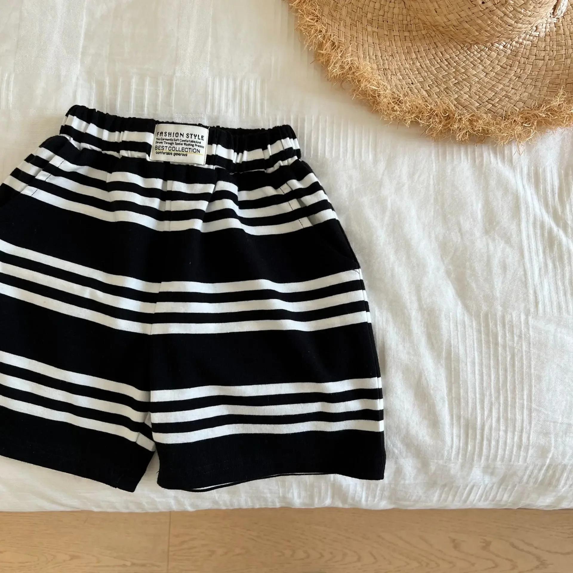 Chenma Ƶ ݹ 2022 Summer New Boys and Girls ǥ Ʈ ĳ־  Baby Horizontal Striped Shorts Fashion